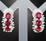 Серьги с рубеллитами турмалинами и бесцветными цирконами