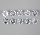 Набор из 10 бесцветных топазов высокой чистоты 2,03 карата