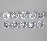 Набор из 10 бесцветных топазов высокой чистоты 2,03 карата