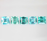 Крупный набор из 5 «неоновых» флюоритов 21,07 карата