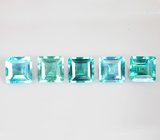 Крупный набор из 5 «неоновых» флюоритов 21,07 карата