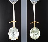 Серьги с зелеными аметистами авторской огранки 24,32 карата