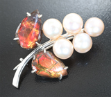Брошь с морским жемчугом 15,16 карата и аммолитом аммонита 10,28 карата