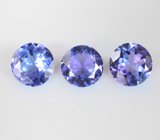 Набор из 3 танзанитов высокой чистоты 1,89 карата