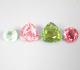 Крупный набор из 4 разноцветных турмалинов 17,31 карата