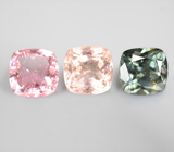 Крупный набор из 3 разноцветных турмалинов 13,42 карата