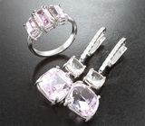 Комплект с кунцитами 18,44 карата, диаспорами и морганитами