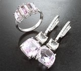 Комплект с кунцитами 18,44 карата, диаспорами и морганитами