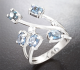 Кольцо с синими шпинелями 2,31 карата и муассанитами