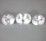 Без облагораживания! Крупный набор из 3 бесцветных топазов 24,18 карата