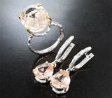 Комплект с морганитами 22,24 карата и лейкосапфирами