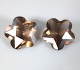 Крупная пара дымчатого кварца авторской огранки 17,29 карата