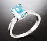Кольцо с зеленовато-голубым муассанитом высокой чистоты 1,03 карата