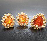 Комплект с кристаллическими эфиопскими опалами 4,92 карата, оранжевыми сапфирами и бесцветными цирконами