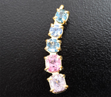 Кафф с фиолетовой, розовой и синими шпинелями 2,1 карата