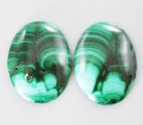 Пара кабошонов уральского малахита 17,77 карата