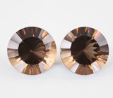 Чистейший парный дымчатый кварц лазерной огранки 18,56 карата