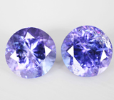 Пара танзанитов 2,45 карата
