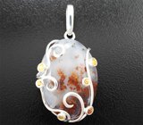 Кулон с дендритическим агатом 25,21 карата, желтыми и оранжевыми сапфирами