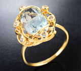 Кольцо с топазом 7,22 карата и ограненнными лунными камнями