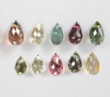 Набор из 10 бриолетов турмалинов 3,45 карата