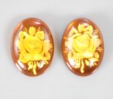 Парный резной янтарь 3,19 карата