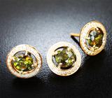 Комплект со сфенами высокой дисперсии 4,12 карата и муассанитами