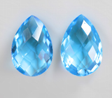 Пара чистейших голубых Swiss топазов редкой огранки 13,65 карата