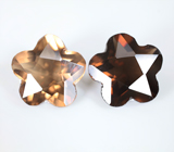 Крупная пара дымчатого кварца авторской огранки 17,99 карата