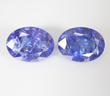 Крупная пара насыщенных танзанитов 21,39 карата