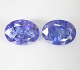 Крупная пара насыщенных танзанитов 21,39 карата