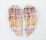 Крупная пара! Резные полихромные флюориты 79,34 карата