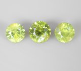 Набор из 3 уральских демантоидов 0,71 карата