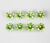 Набор из 8 уральских демантоидов 0,59 карата