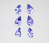 Набор из 6 танзанитов высокой чистоты 5,32 карата