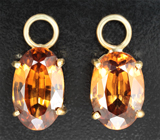 Подвесы для серег с крупными золотисто-желтыми цирконами 11,38 карата