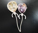 Брошь с аметрином с гетитом 37,77 карата, рутиловым кварцем 56,47 карата и лейкосапфирами