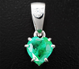 Кулон с изумрудом редкой огранки 0,89 карата и бриллиантом