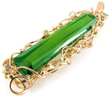 Кулон с чистейшим зеленым турмалином и бриллиантами Золото