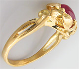 Кольцо со звездчатым рубином Золото