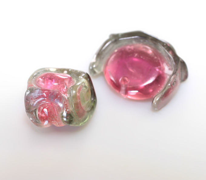 Пара резных арбузных турмалинов 5,3 карата