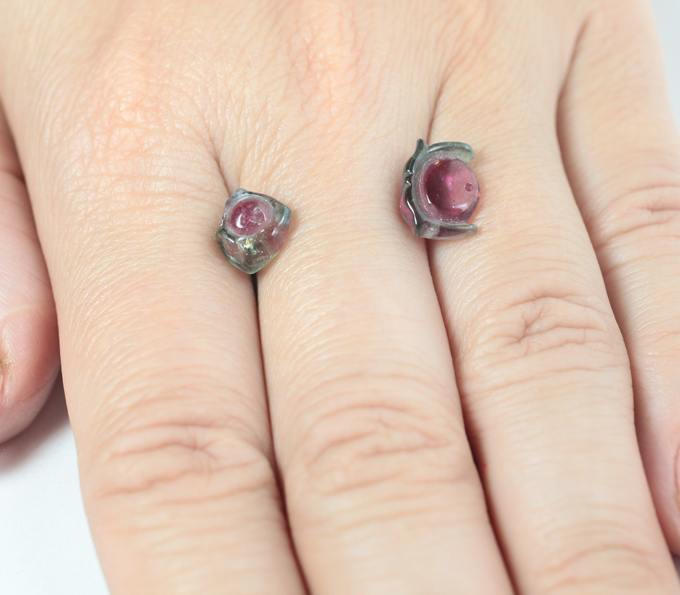 Пара резных арбузных турмалинов 5,3 карата