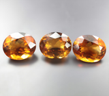 Крупный набор из 3 чистейших цитринов мадейра 12,13 карата